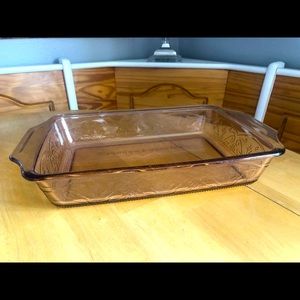 Anchor Hocking Glassware Pink Glass Embossed 9x13 Baking Dish
